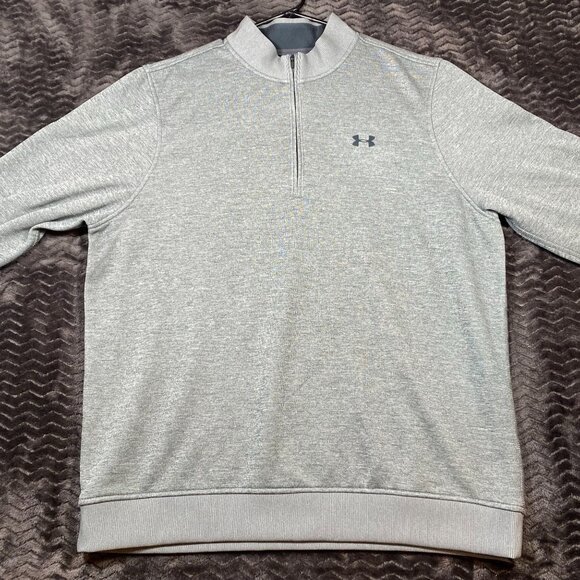 Under Armour Mens Gray 1/4 Zip ColdGear Sweatshirt Loose Fit XL - Picture 1 of 10